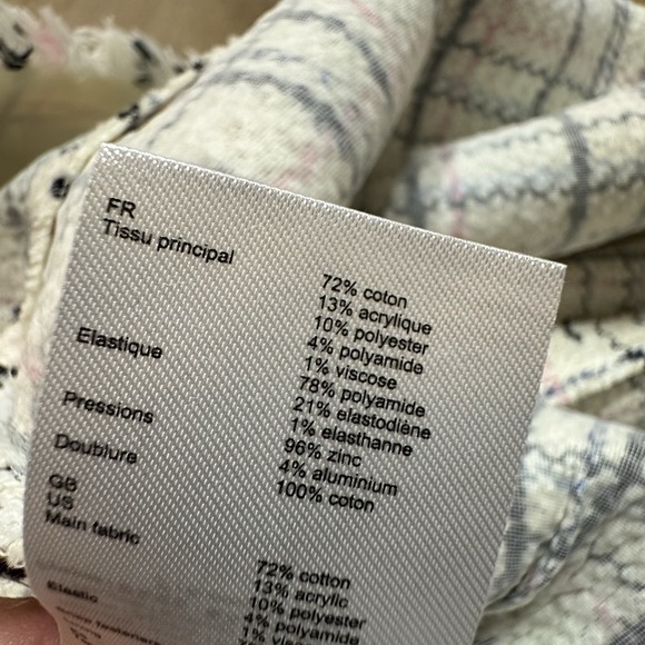 Maje Plaid Tweed Mini Dress Size Cotton Fringe Hem Size 36, US Small‎ - Picture 12 of 12